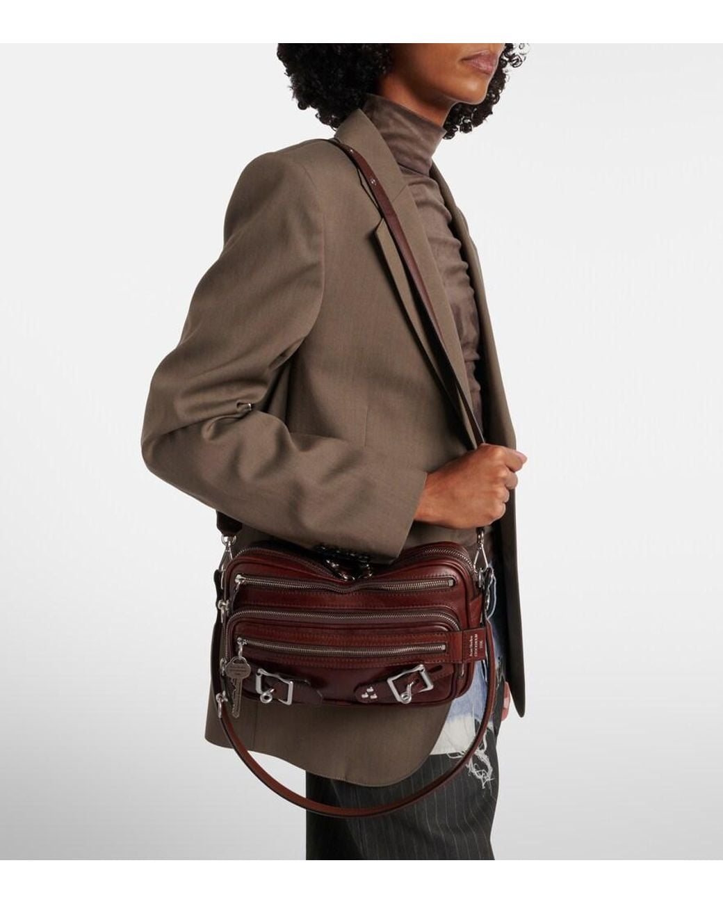 Acne Brown Camero Party Leather Shoulder Bag