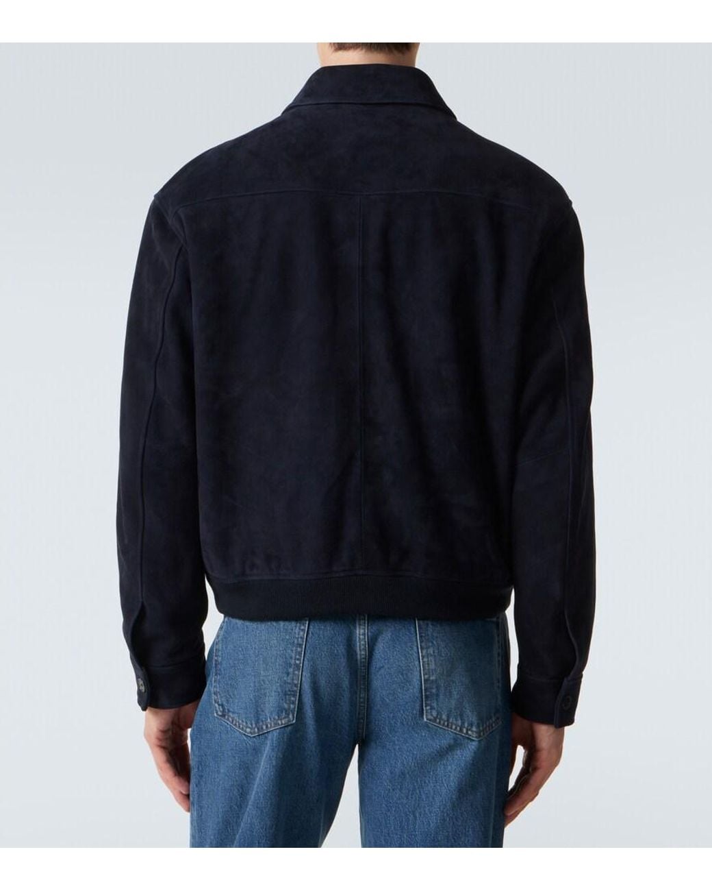 FRAME Blue Suede Blouson Jacket for men