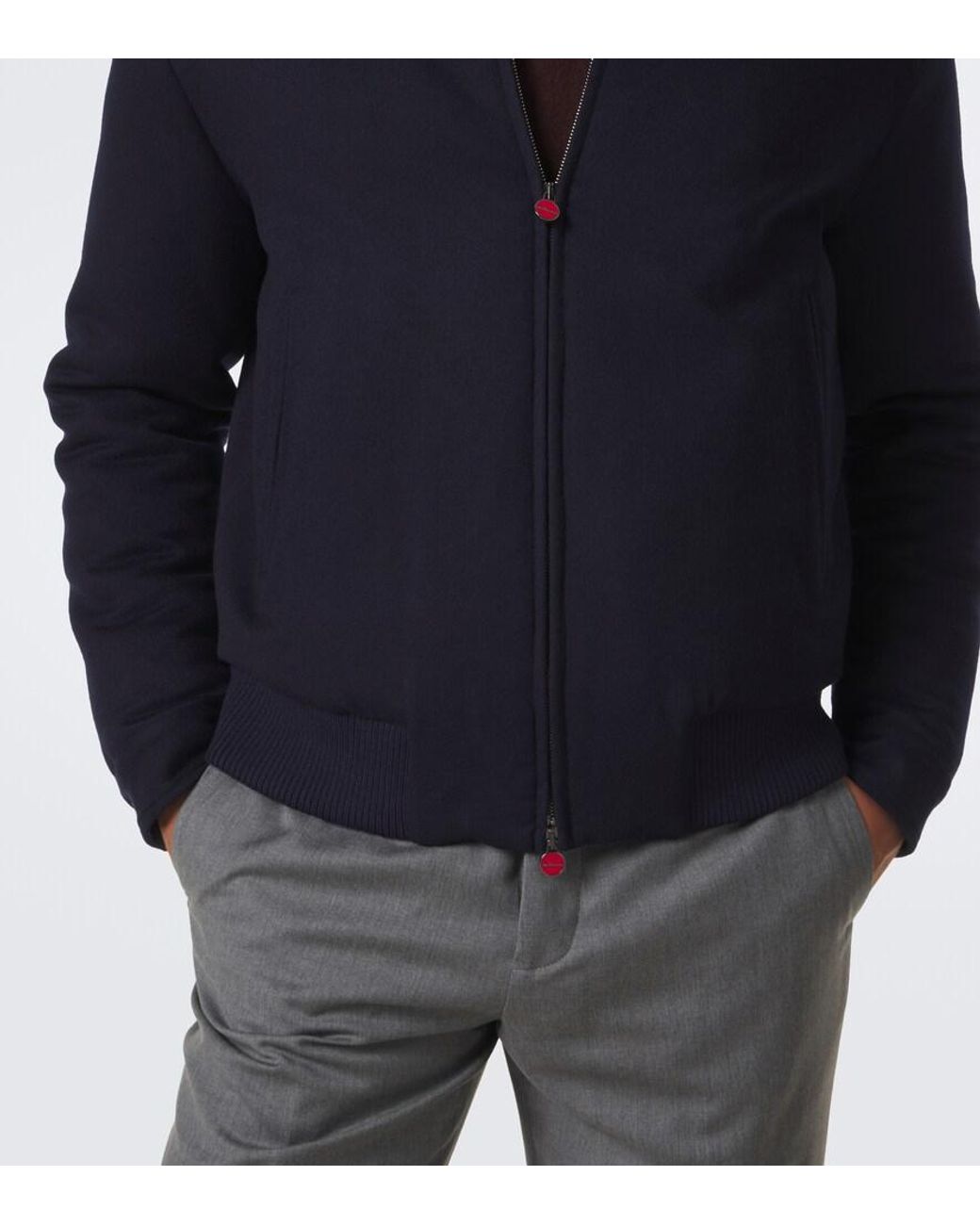 Kiton Blue Wool Bomber Jacket for men