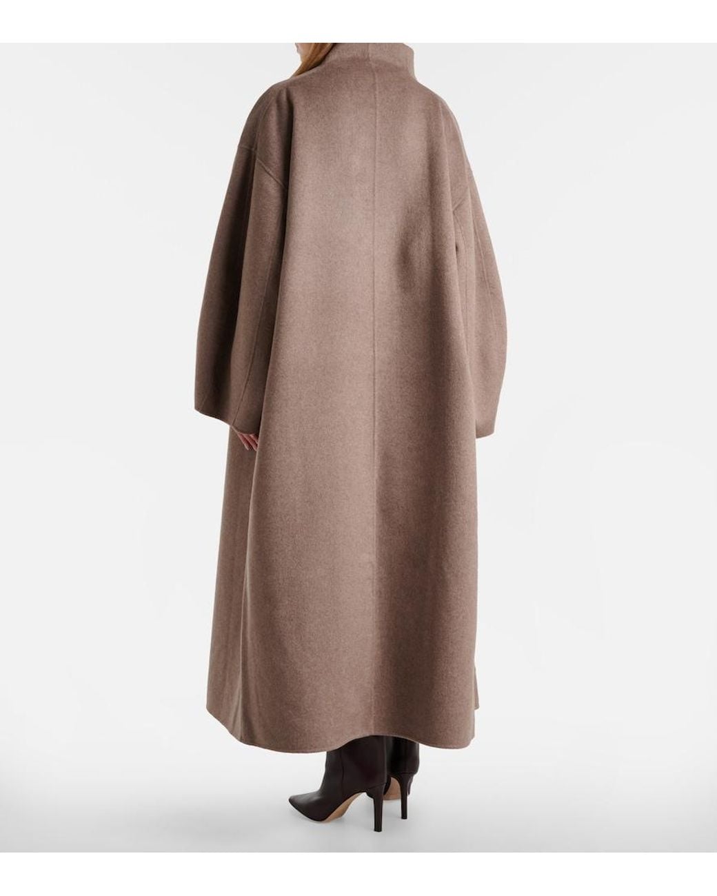 Frankie Shop Natural Leroy Wool-Blend Wrap Coat