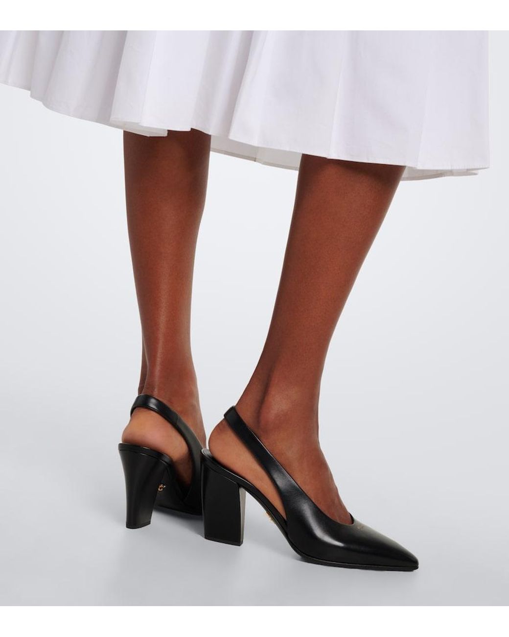 Prada Black Leather Slingback Pumps