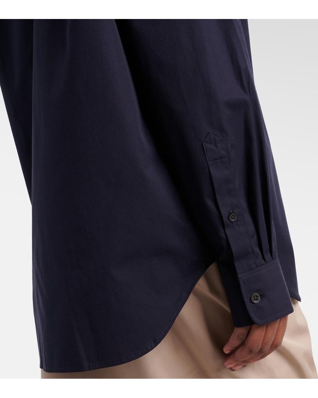 Dries Van Noten Blue Oversized Cotton Poplin Shirt