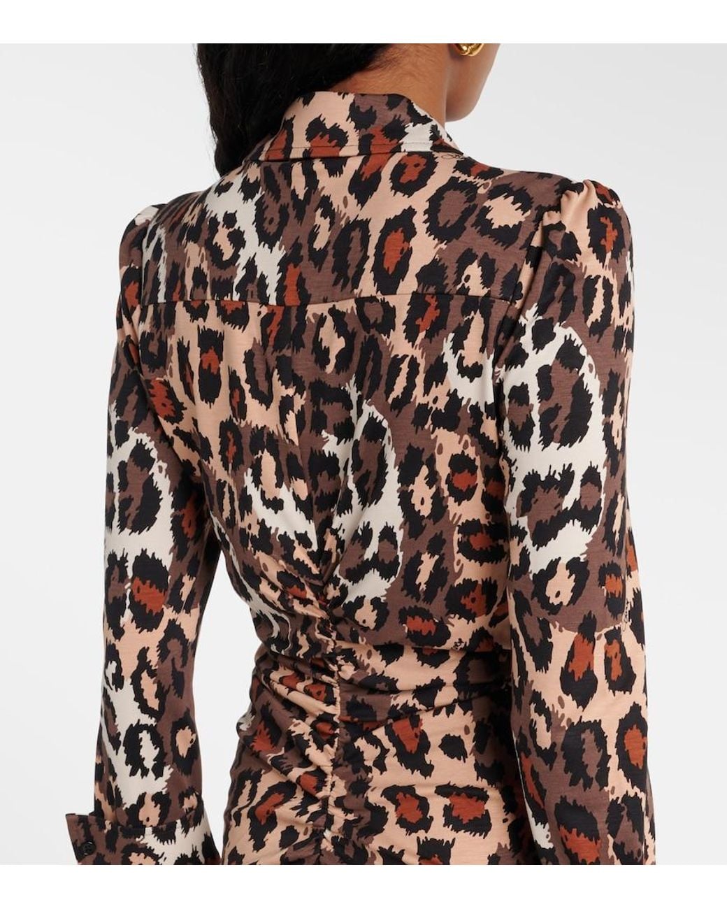 Diane von Furstenberg Brown Sheska Leopard-Print Midi Dress