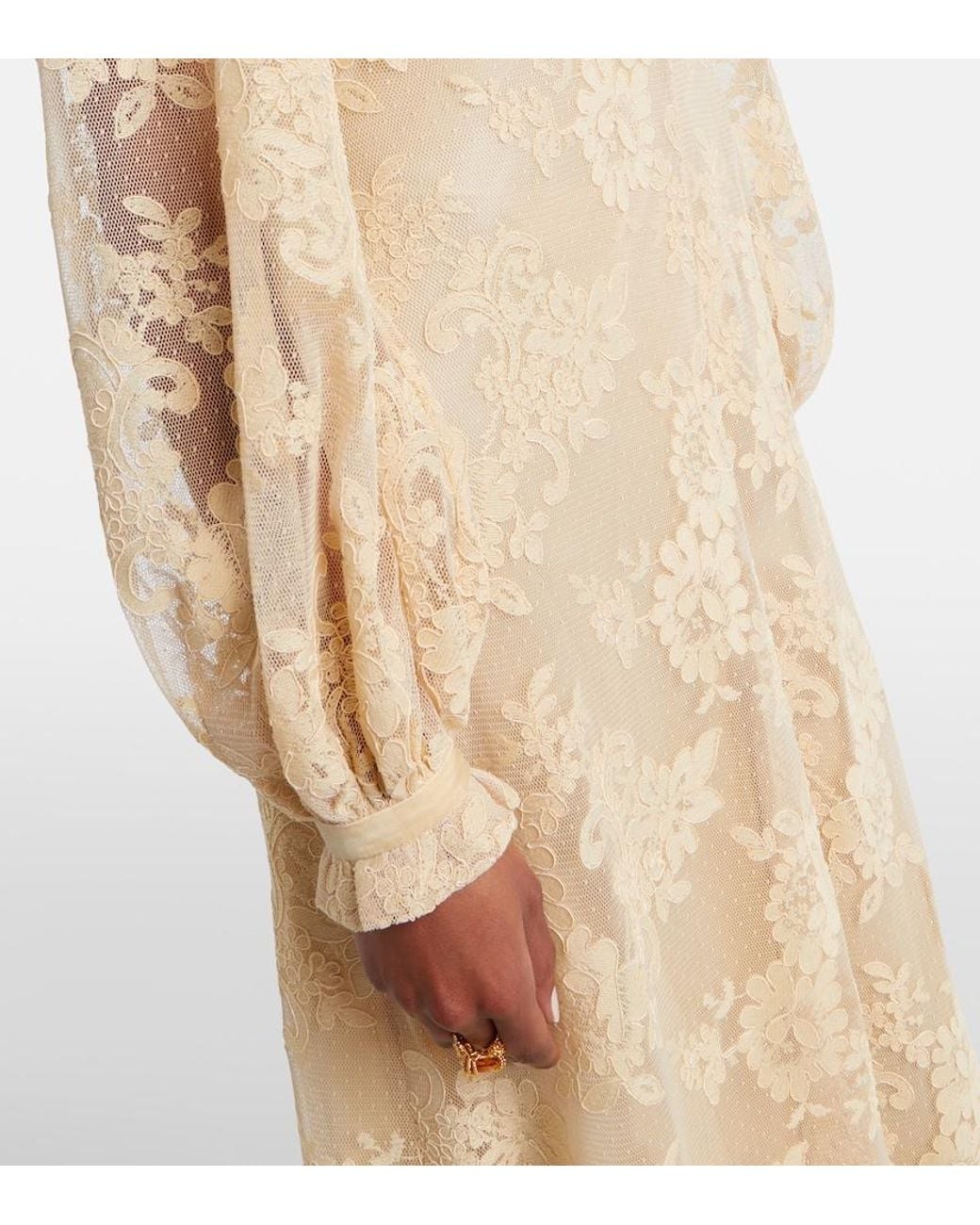 Zimmermann Natural Como Silk-Lined Lace Maxi Dress