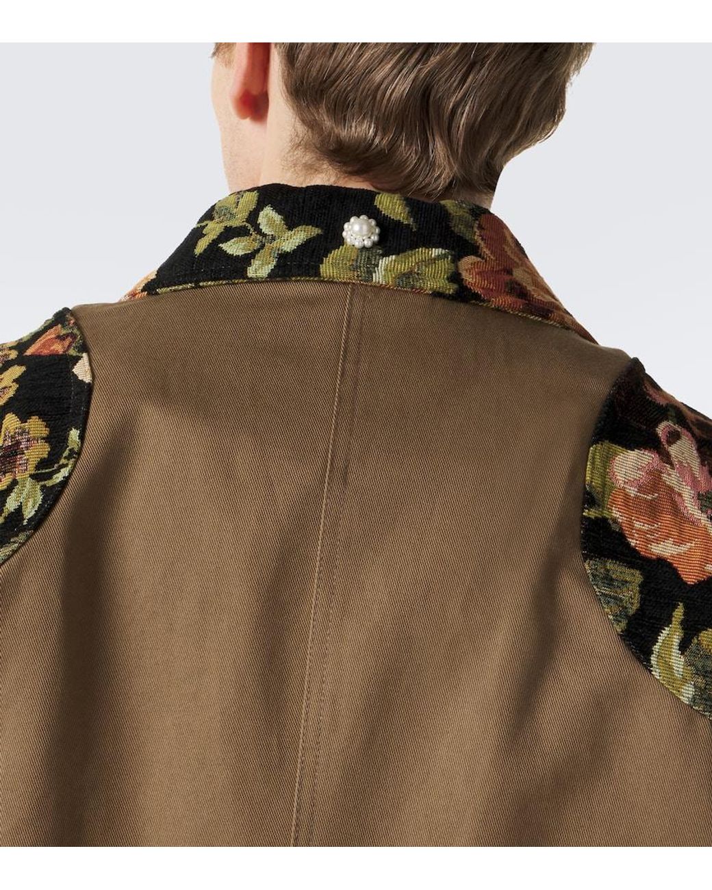 Simone Rocha Green Floral Patchwork Cotton Jacket for men