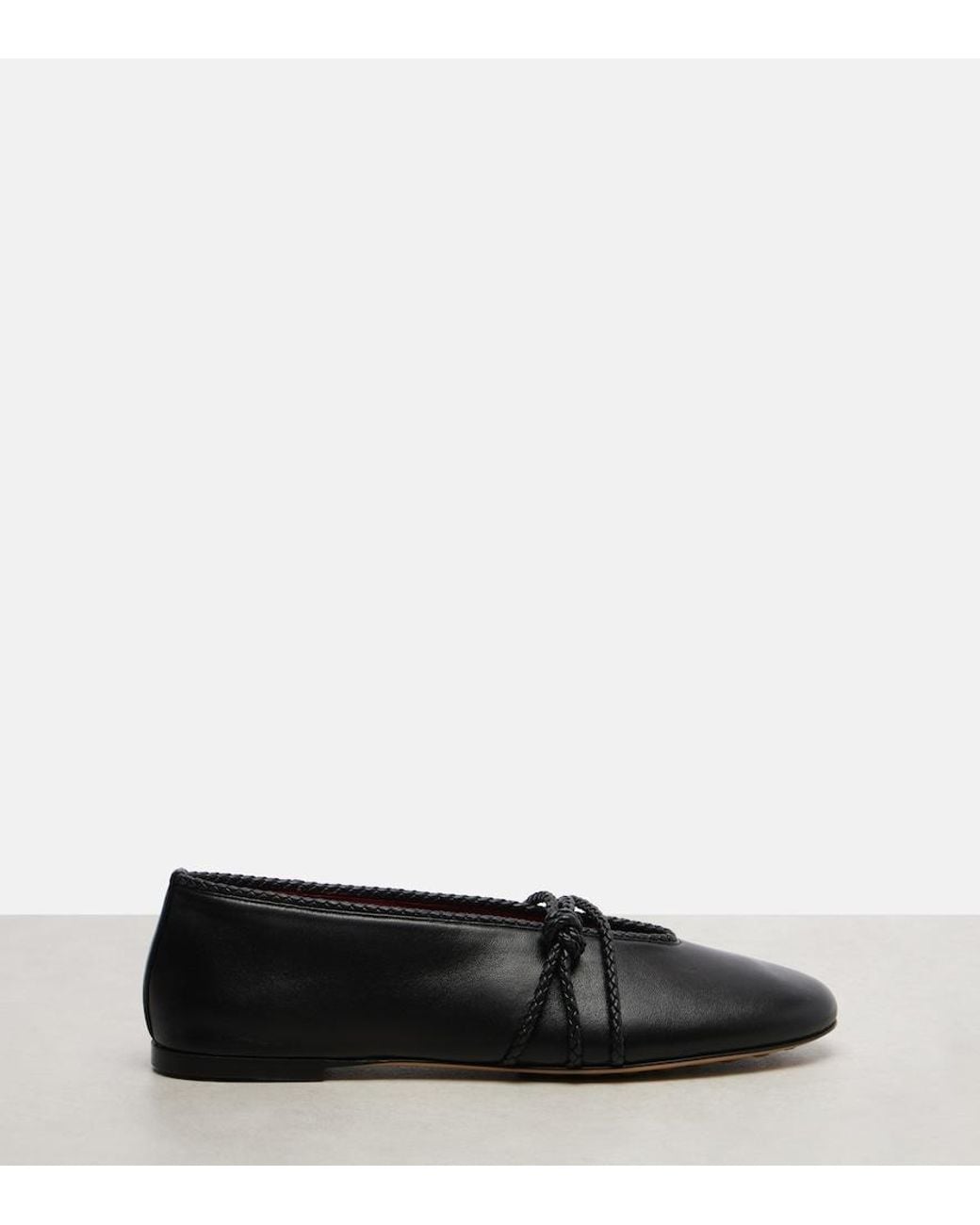 Bottega Veneta Black Rosa Knot Leather Ballet Flats