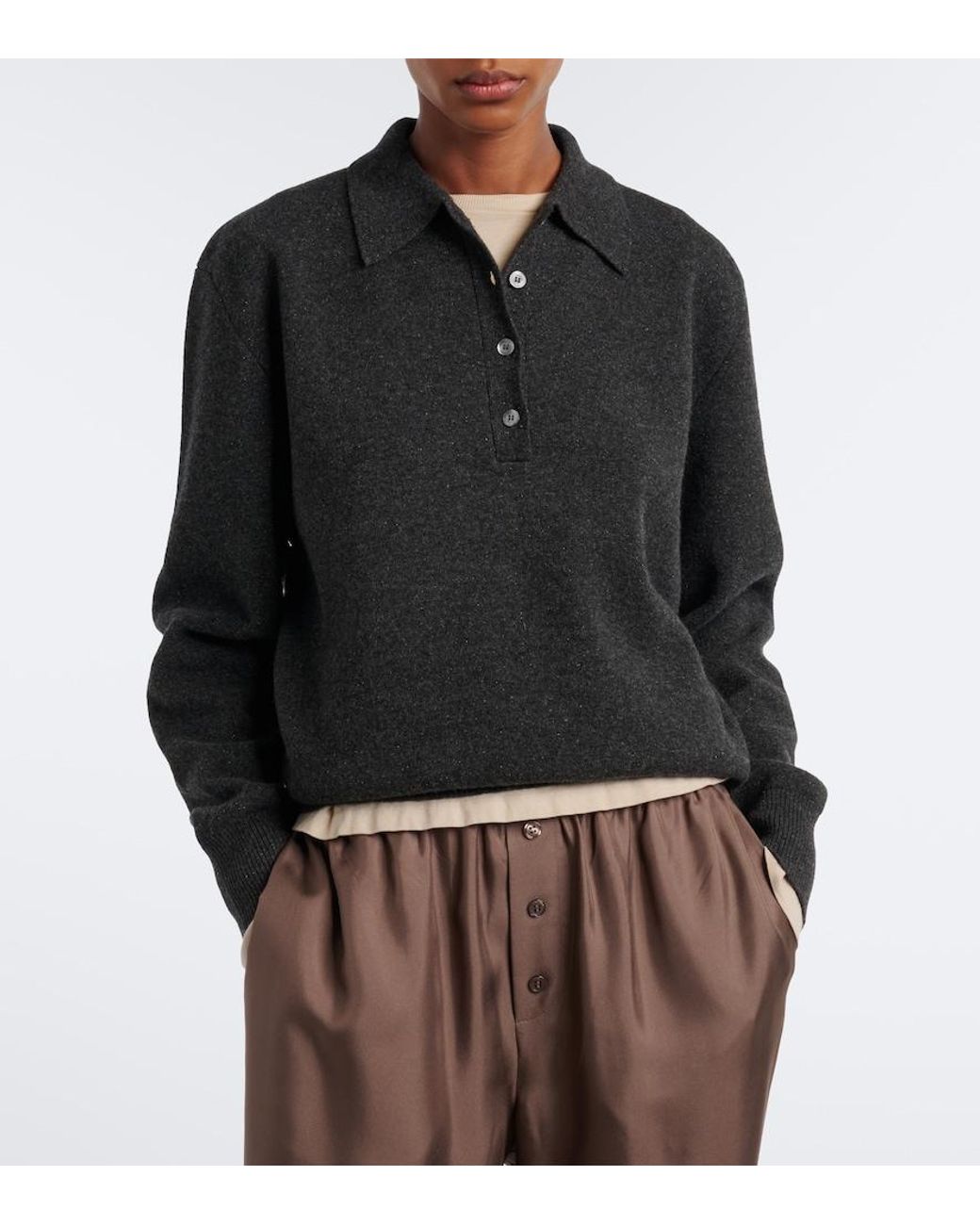 Rohe Black Wool, Cashmere, And Silk-Blend Polo Sweater