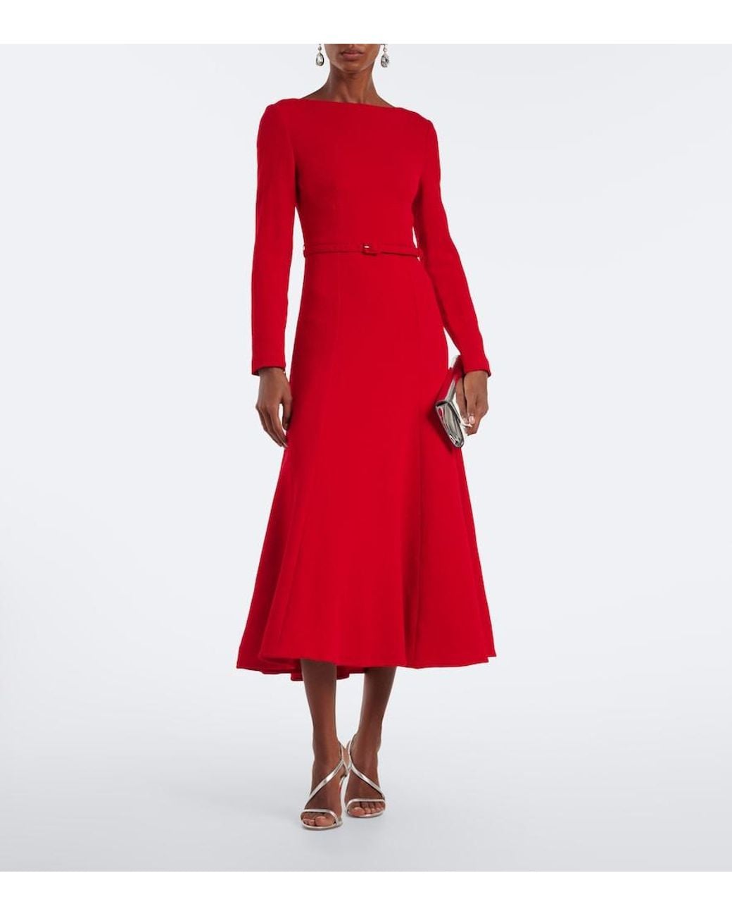 Roland Mouret Red Wool Crepe Cocktail Dress