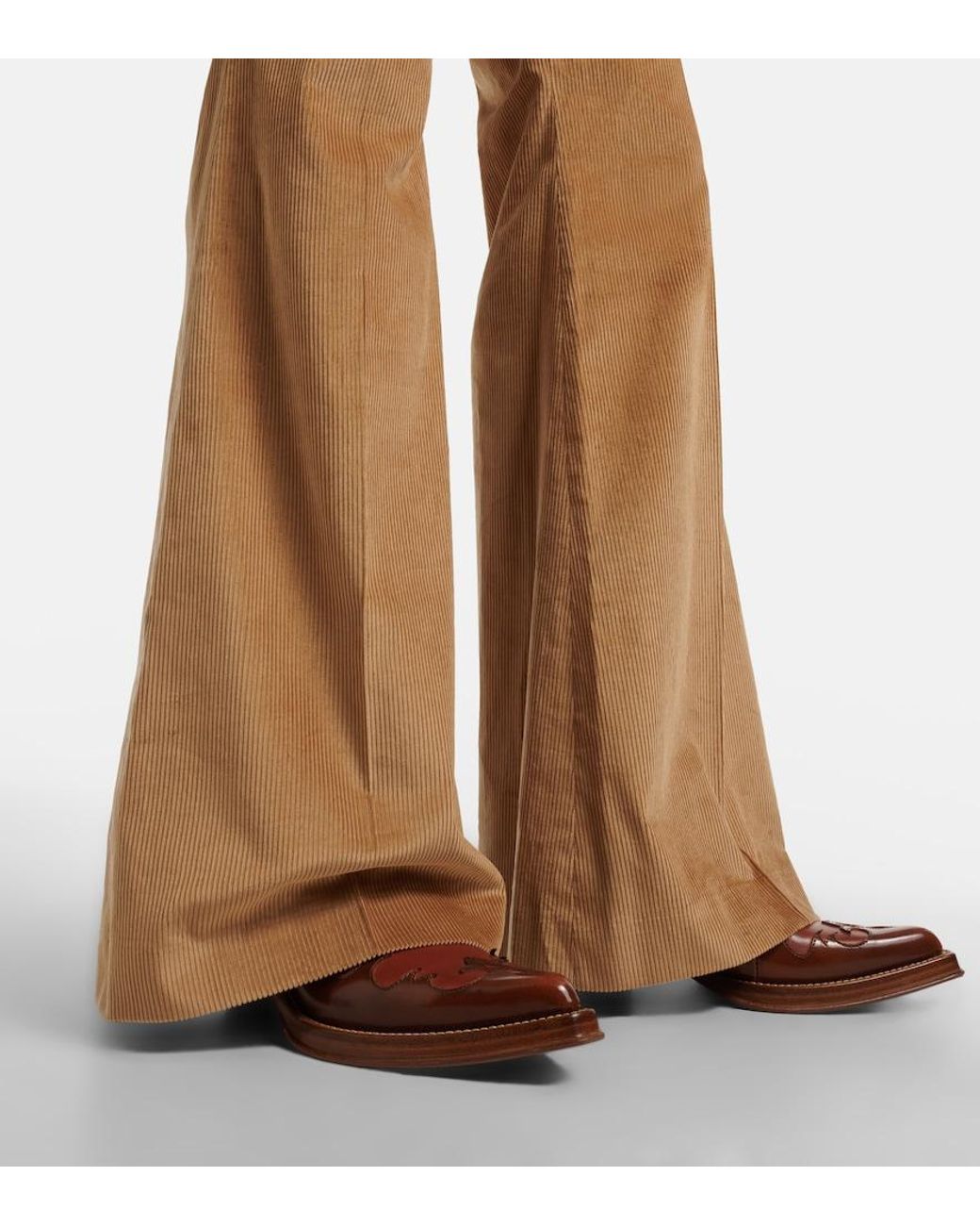 Gabriela Hearst Natural Ianthe Cotton Corduroy Flared Pants