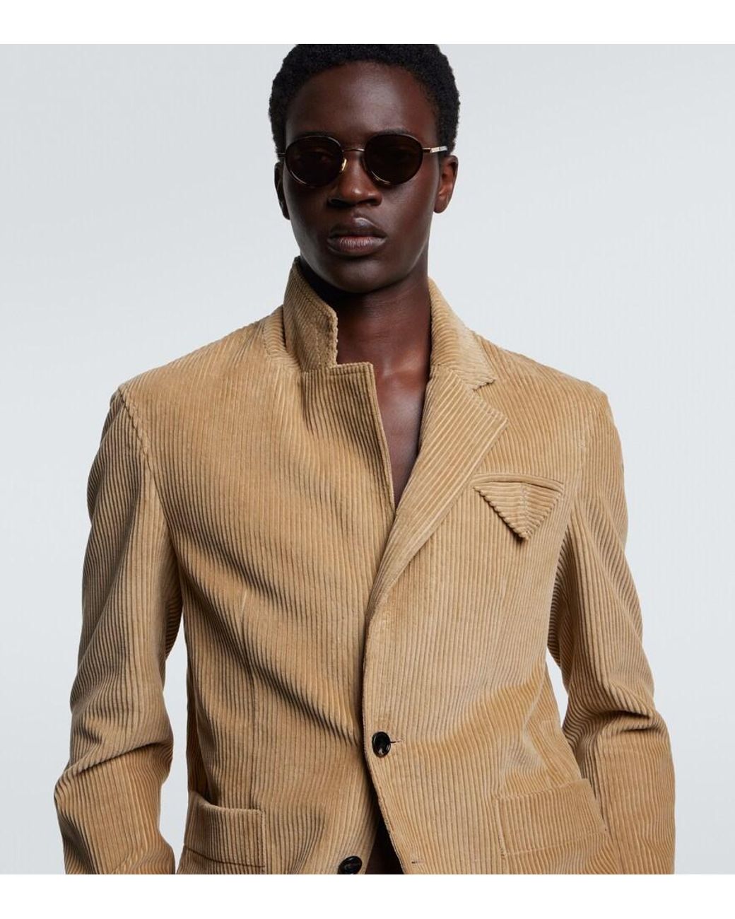 Bottega Veneta Brown Forte Panthos Round Sunglasses for men