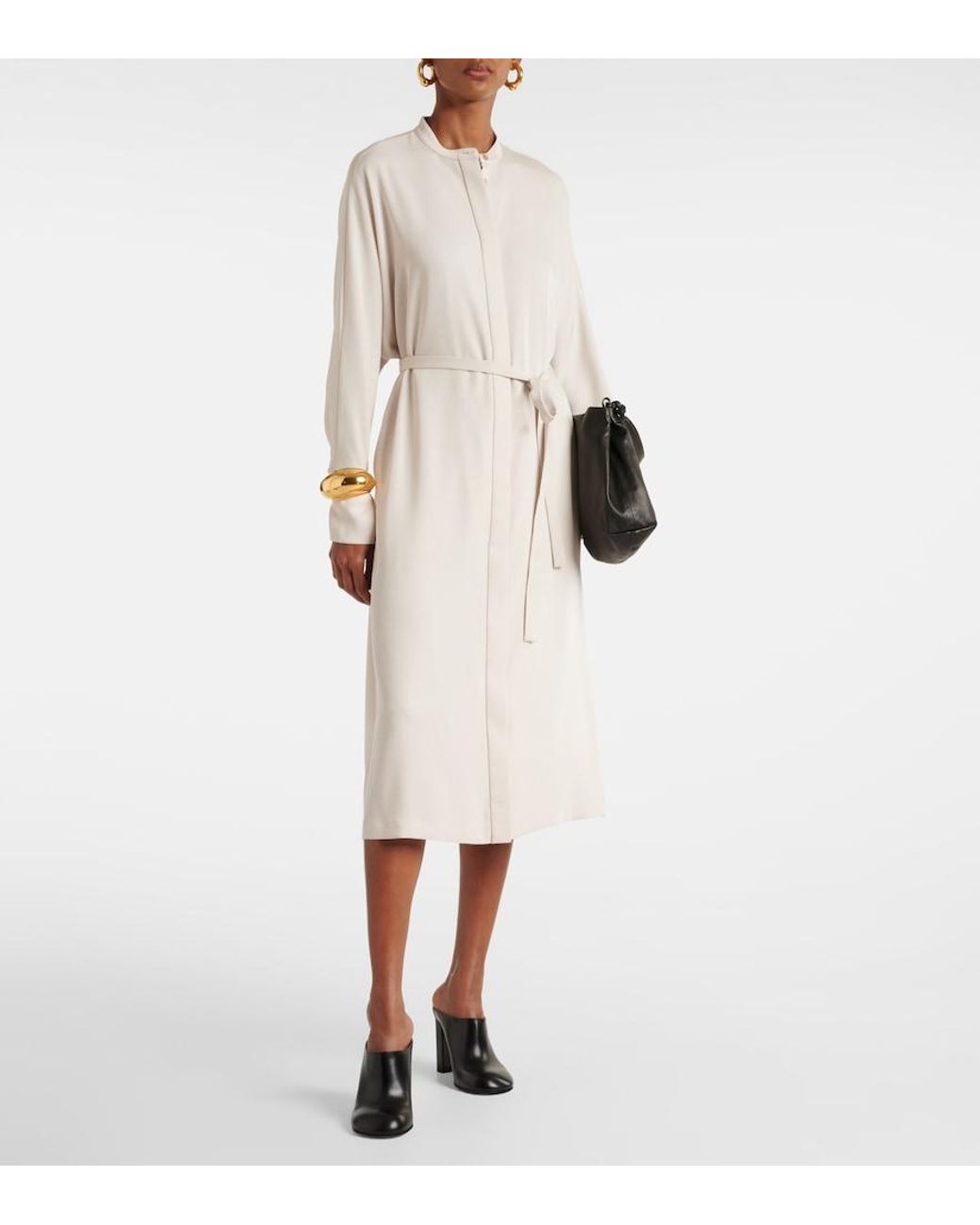Joseph Natural Dada Belted Cady Midi Dress