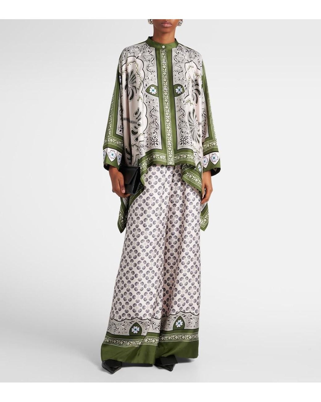 LaDoubleJ Multicolor Printed Silk Twill Palazzo Pants