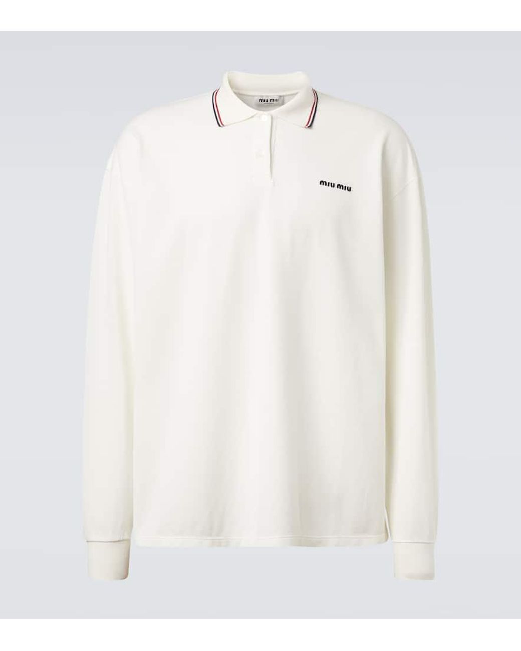 Miu Miu Cotton Pique Polo Shirt in White for Men | Lyst Canada