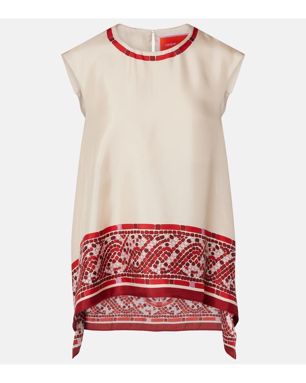 LaDoubleJ Red San Carlo Printed Silk Twill Top