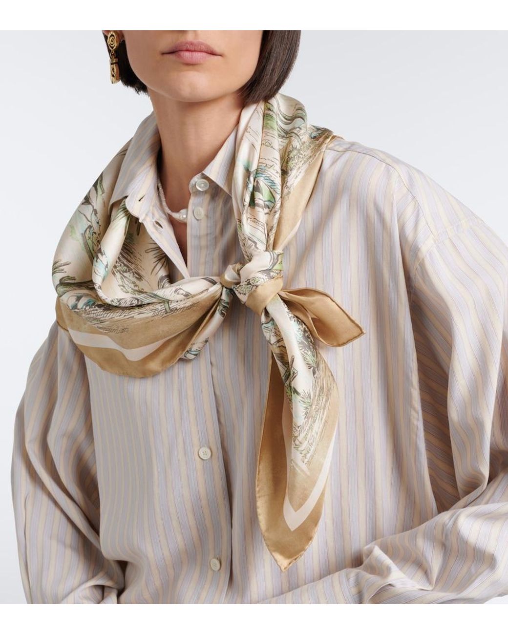 ALÉMAIS Metallic Scout Printed Silk Scarf