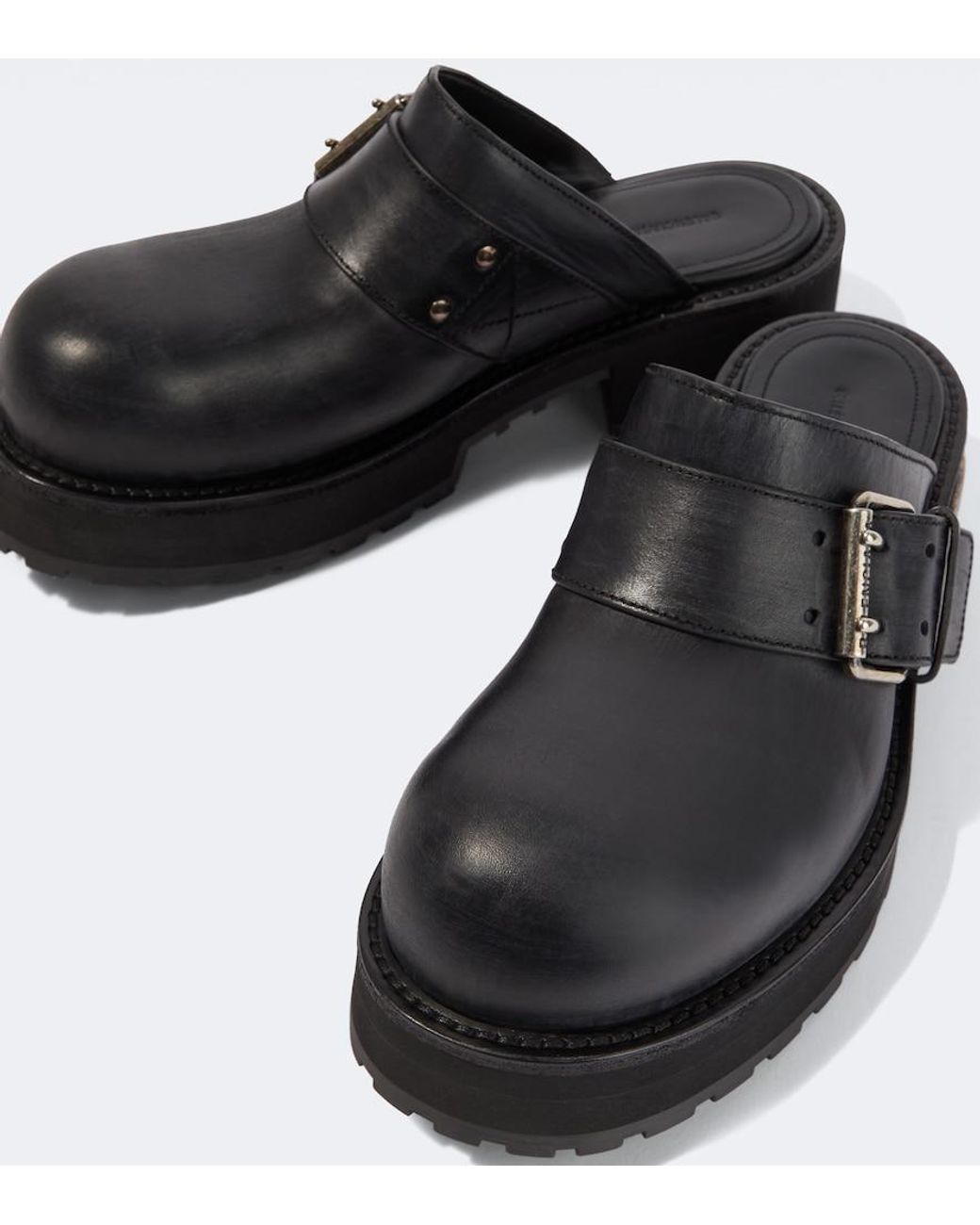 Balenciaga Black Venom Leather Mules for men
