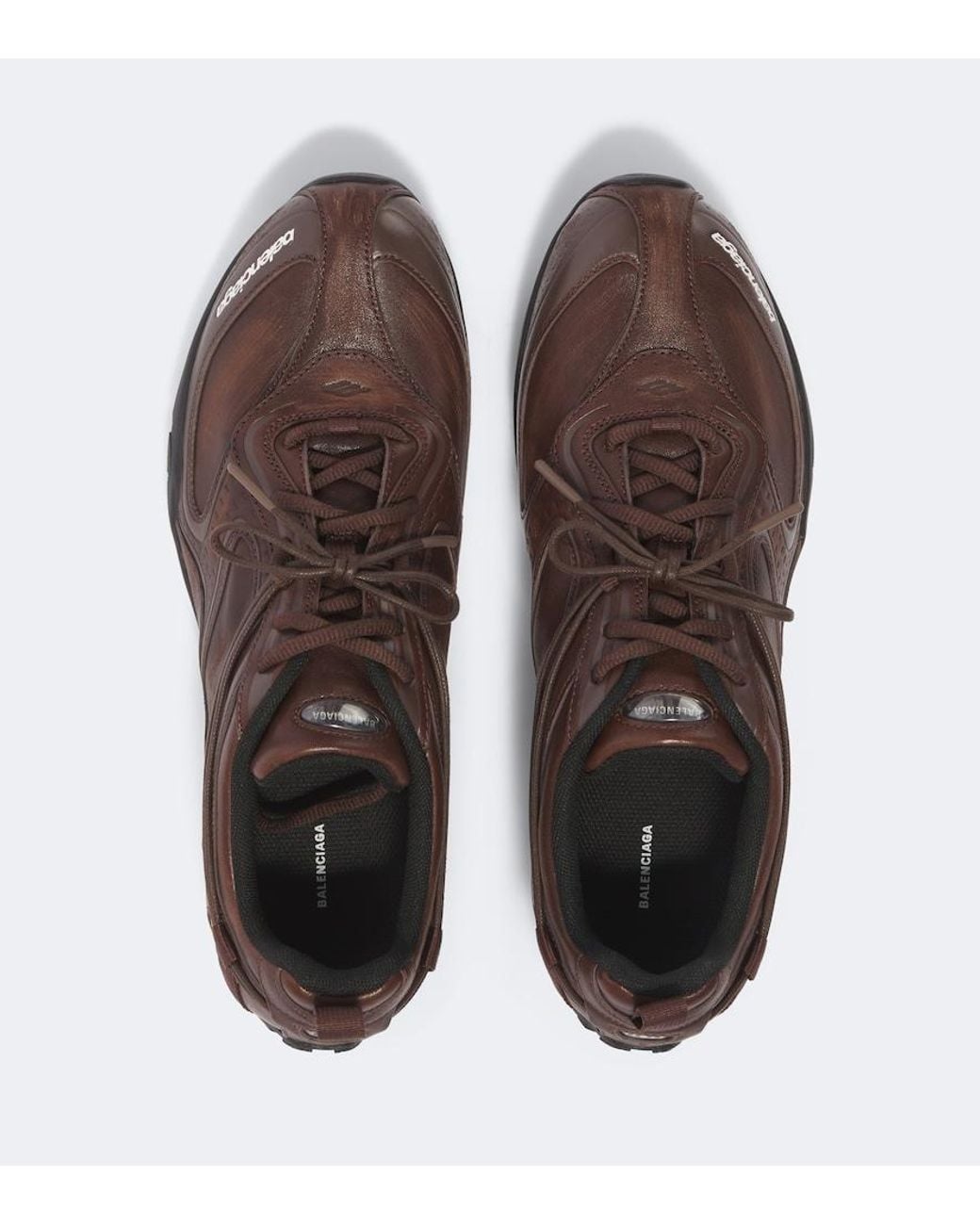 Balenciaga Brown Radar Leather Sneakers for men