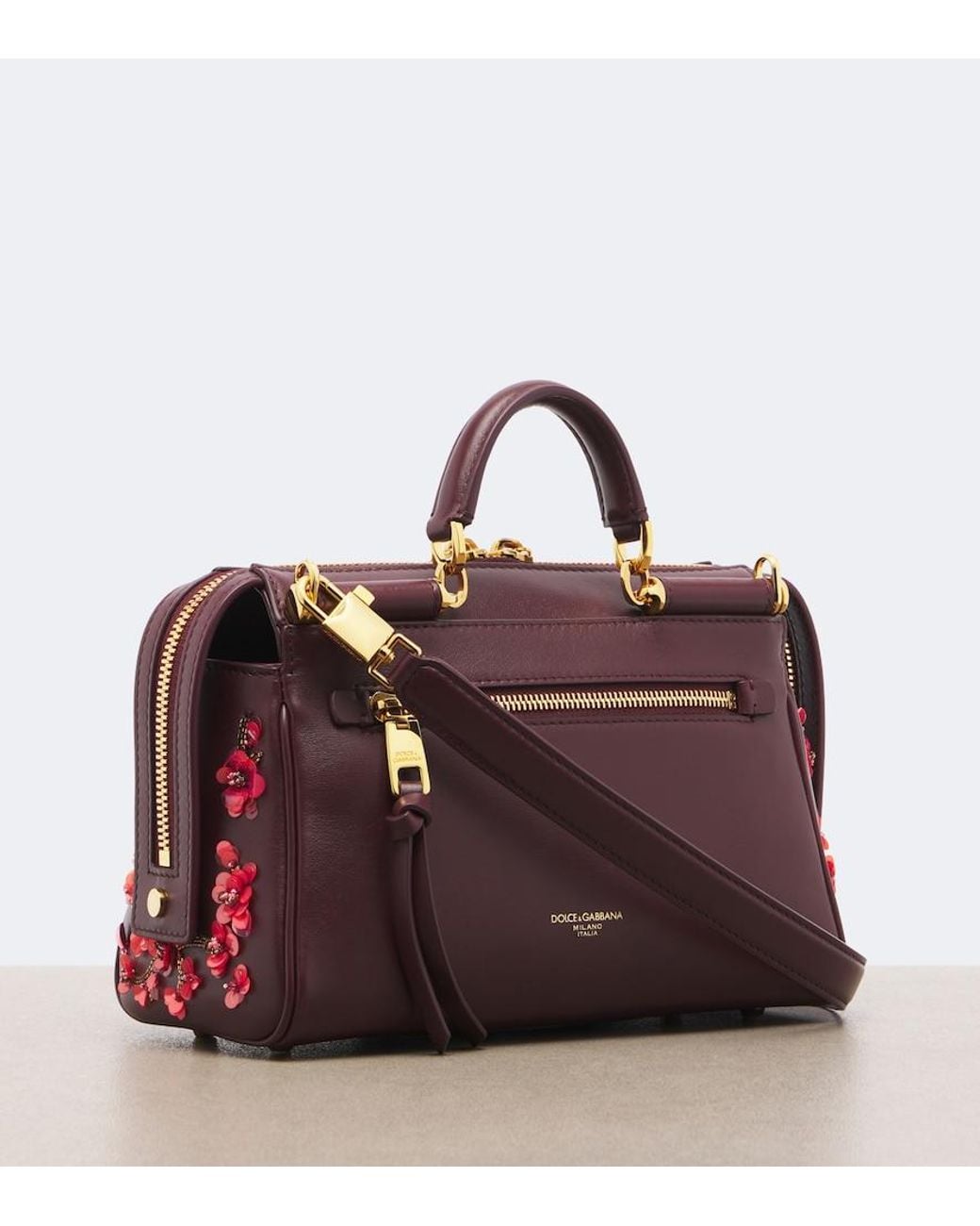 Dolce & Gabbana Red Vittoria Medium Leather Top-Handle Bag