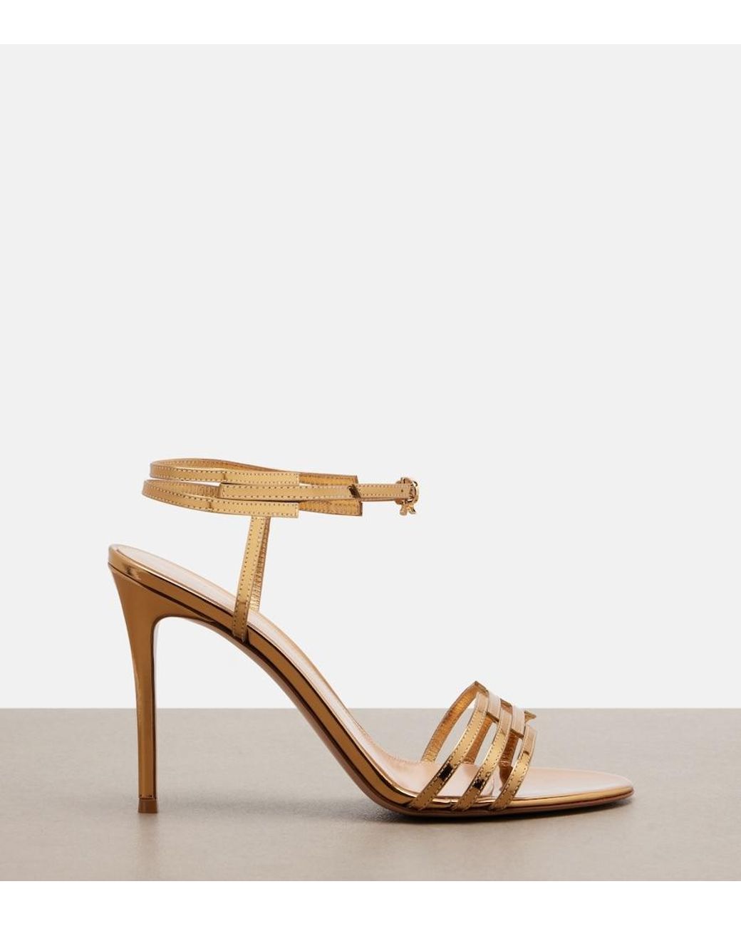 Gianvito Rossi Metallic Leather Slingback Sandals