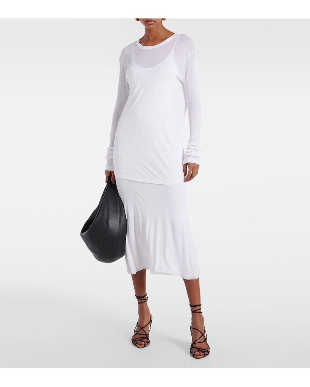 Khaite White Morton Ribbed-Knit Top