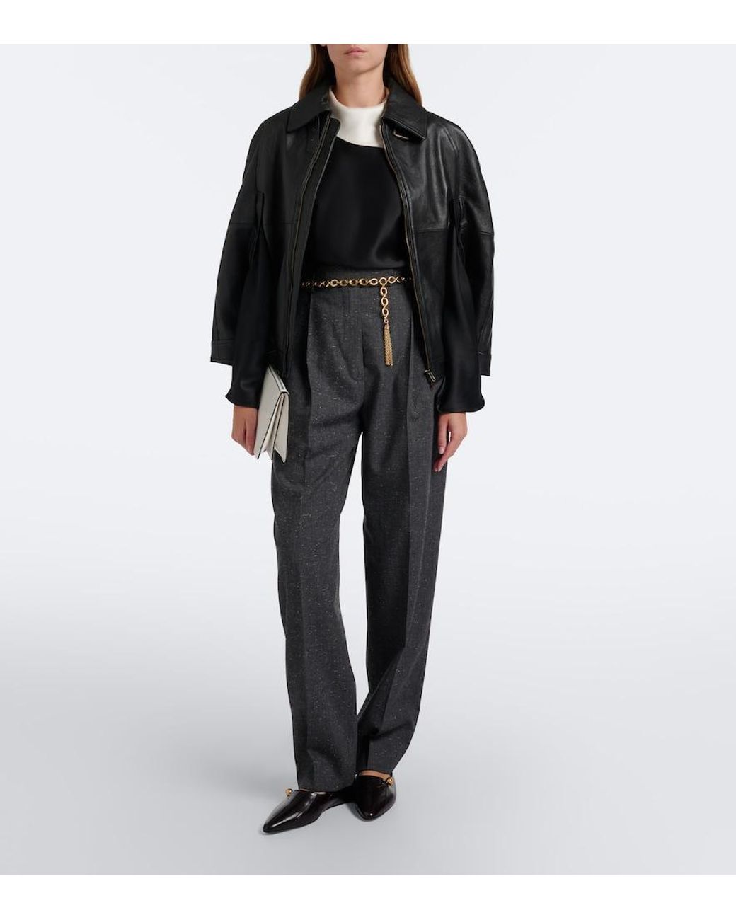 7 For All Mankind Black Leather Cape