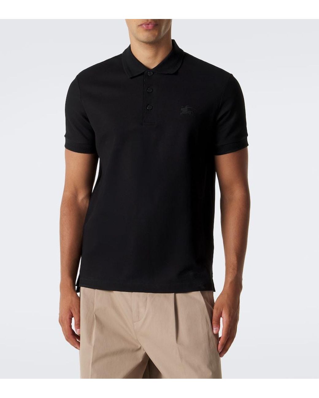 Burberry Black Cotton Pique Polo Shirt for men