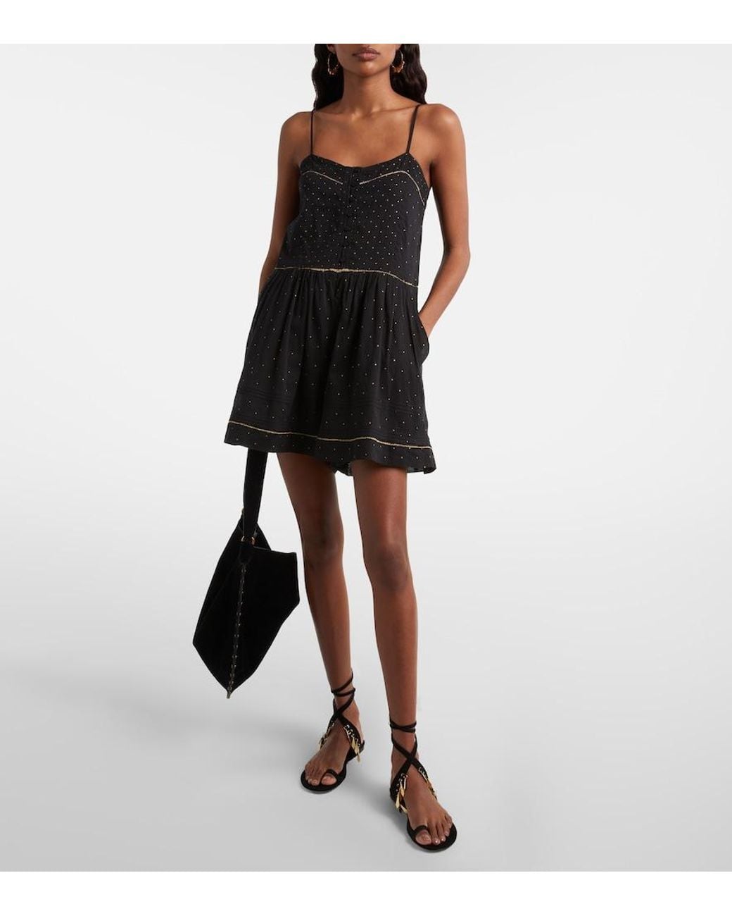 Isabel Marant Black Vickie Polka-Dot Cotton Romper