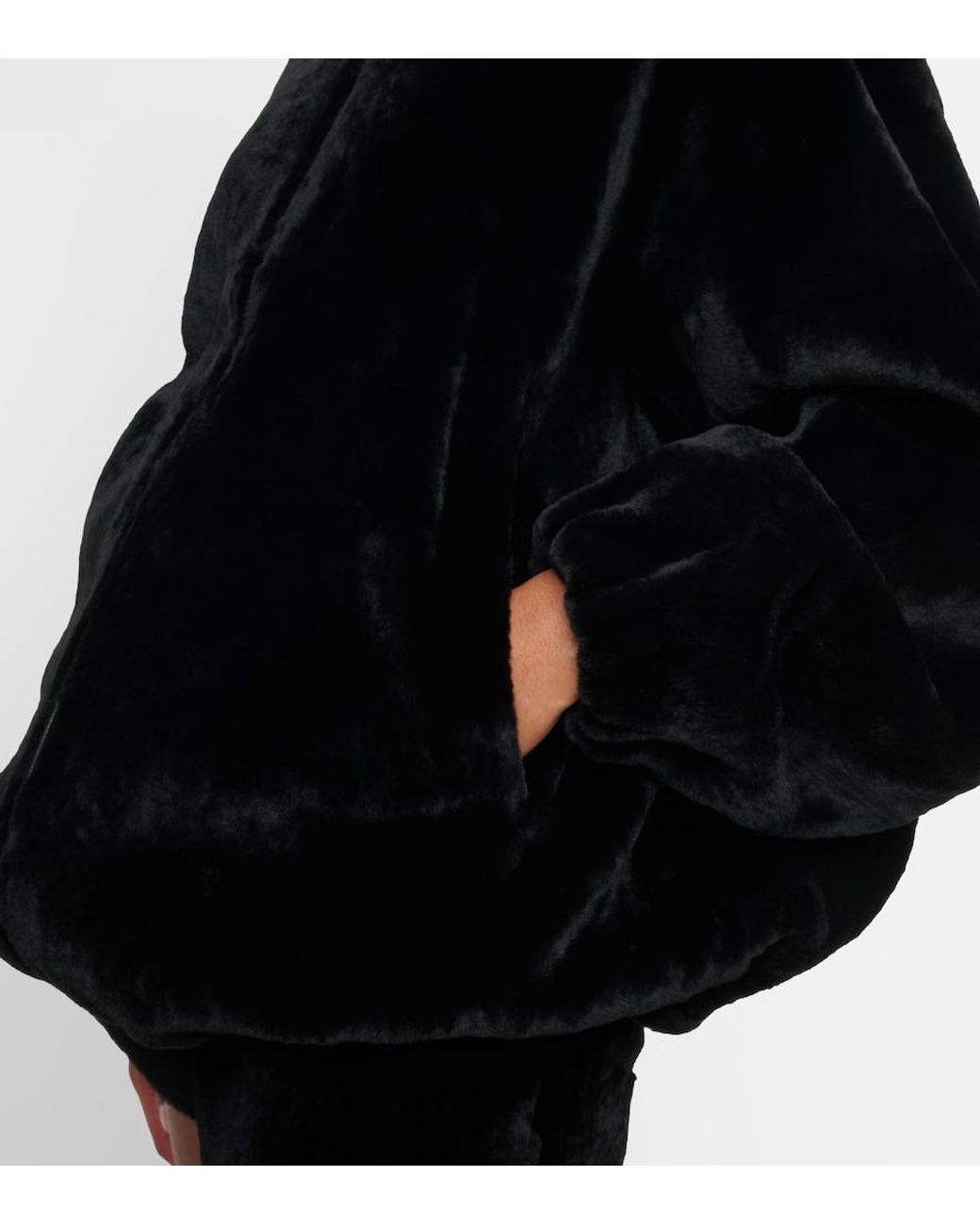 Nour Hammour Black Plush Shearling Jacket