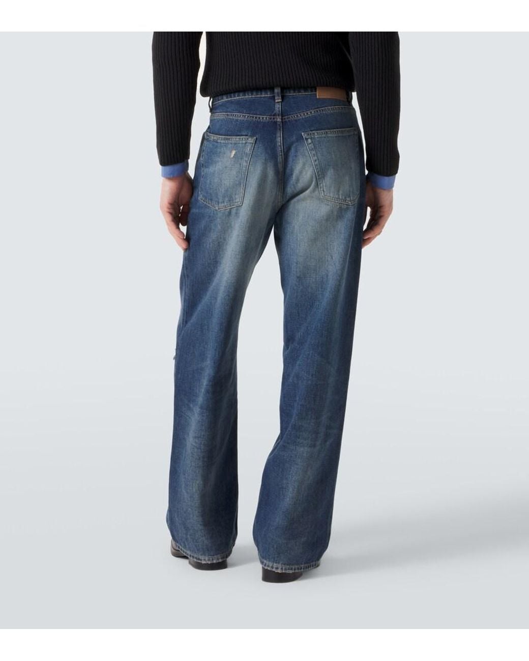 Our Legacy Blue Vast Cut Distressed Wide-Leg Jeans for men