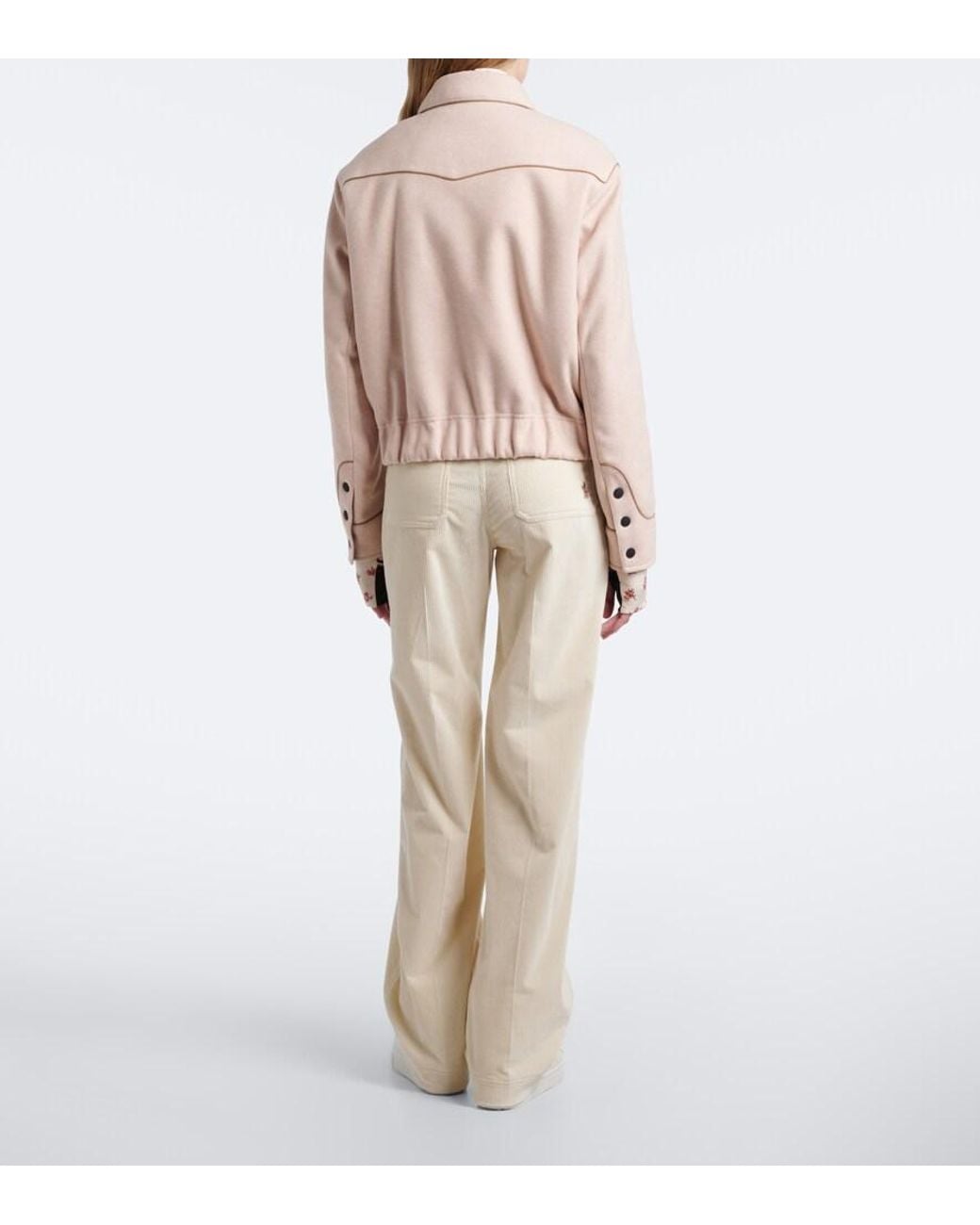 Moncler White Cotton Corduroy Wide-Leg Pants