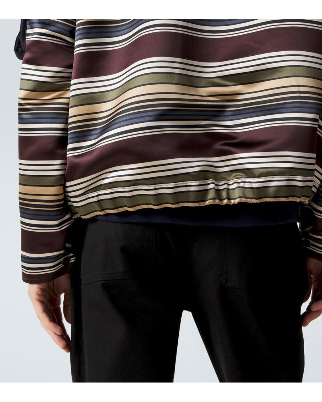 Sacai Black Striped Blouson Jacket for men