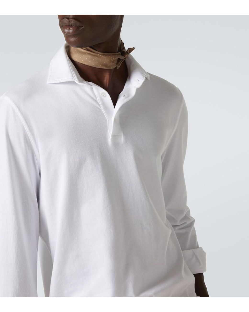 Fedeli White Zero Cotton Jersey Polo Shirt for men