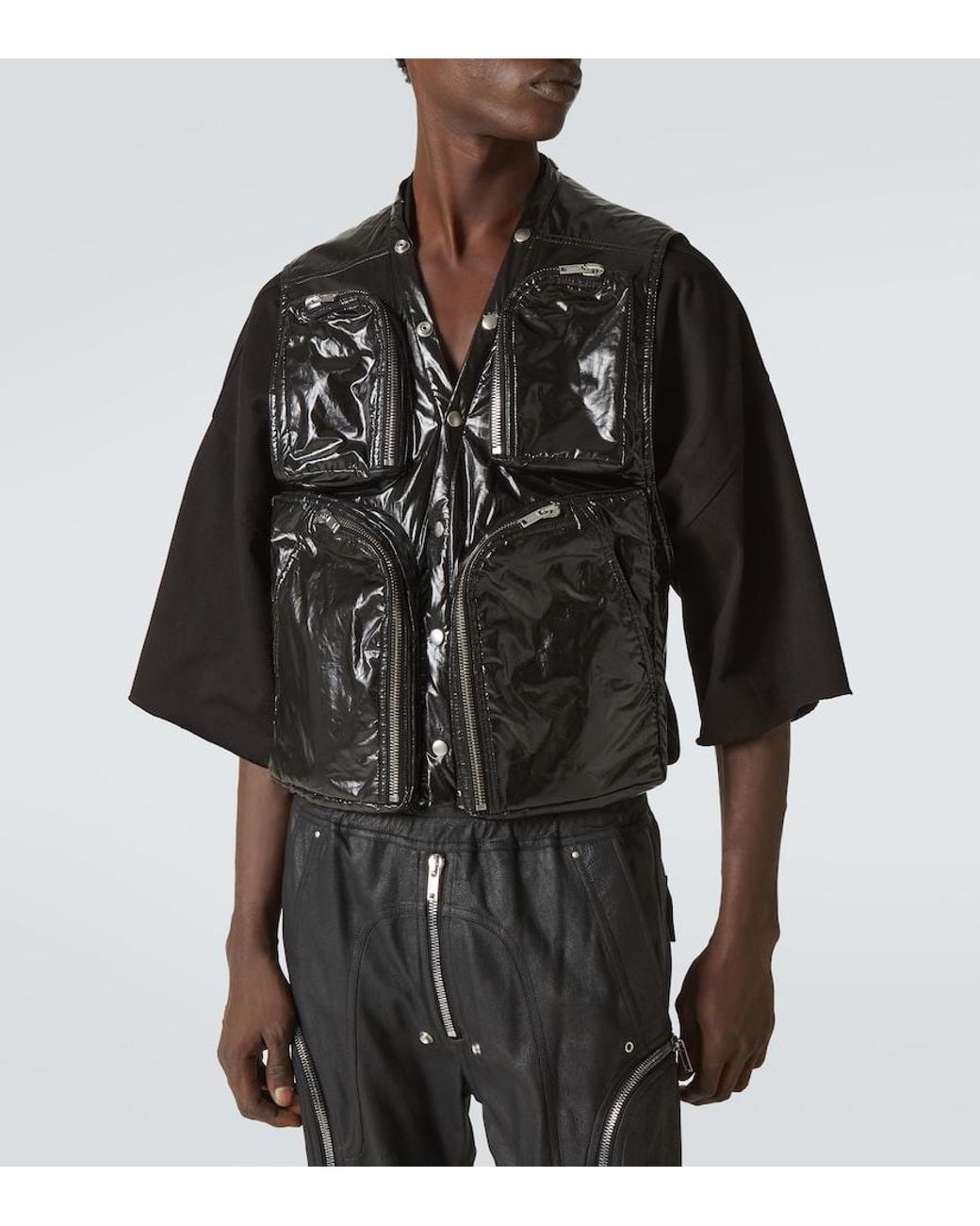 Rick Owens Black Cotton Cargo Vest for men