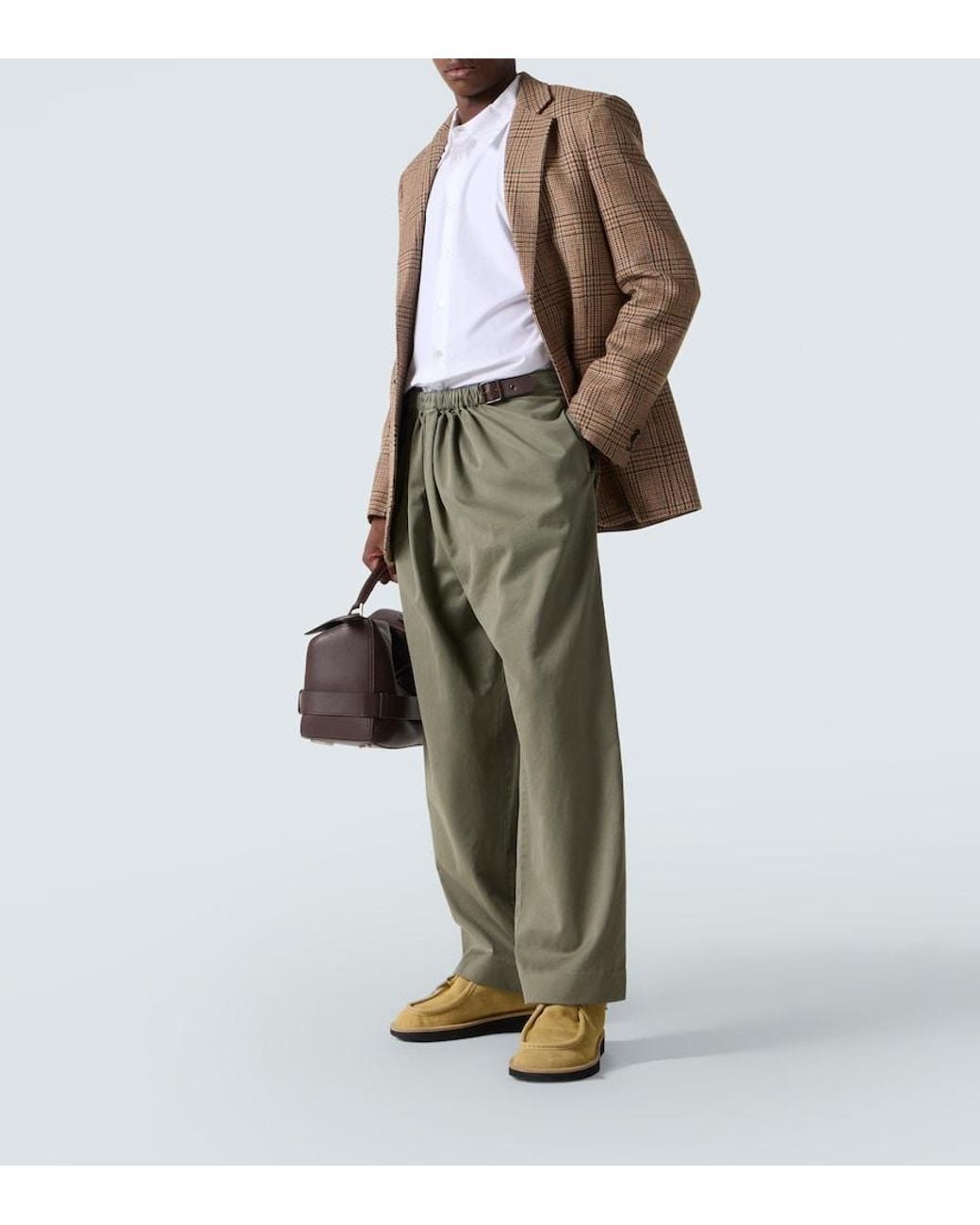 Loewe Green Cotton Belted Trousers for men