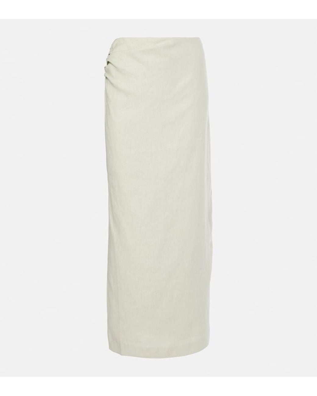 Sir White Iris Asymmetric Linen Maxi Skirt