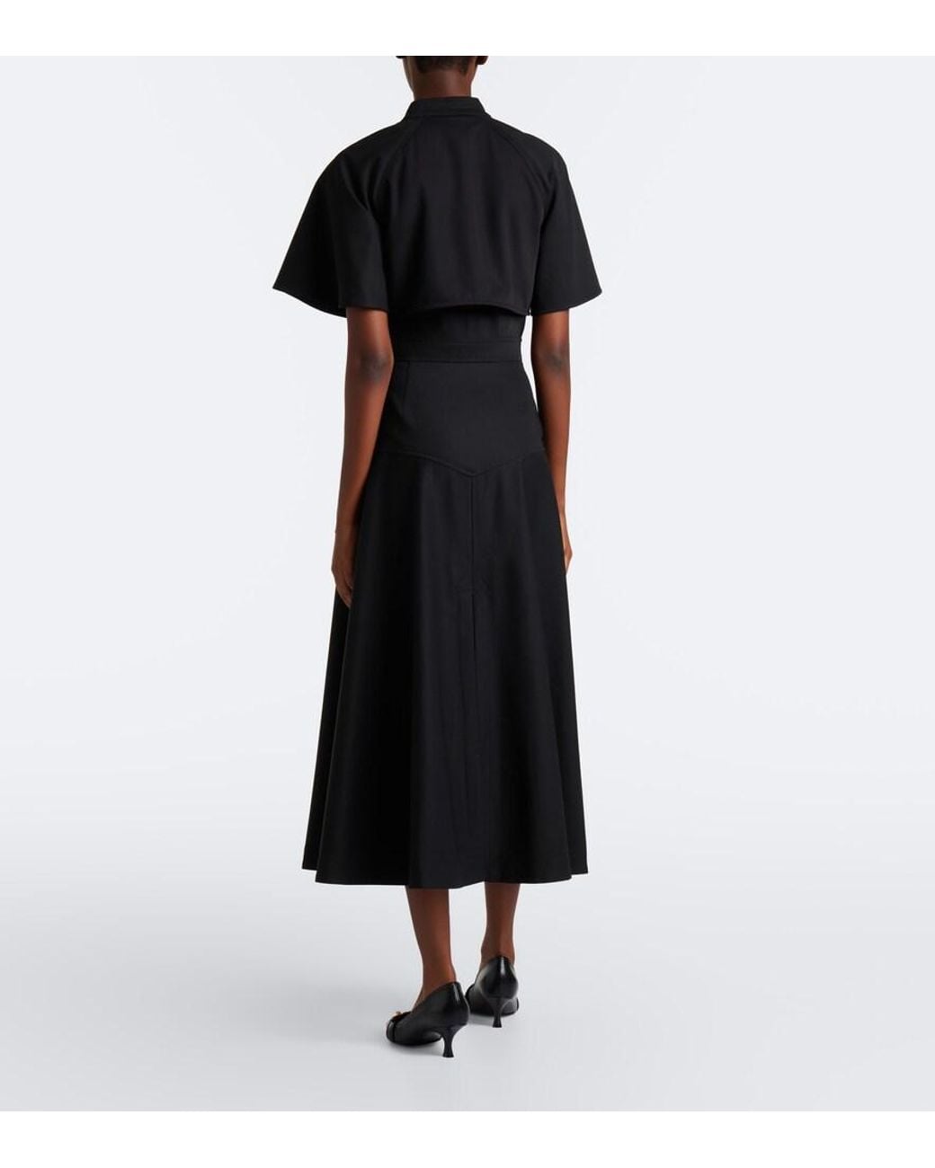 Burberry Black Belted Wool Wrap Dress