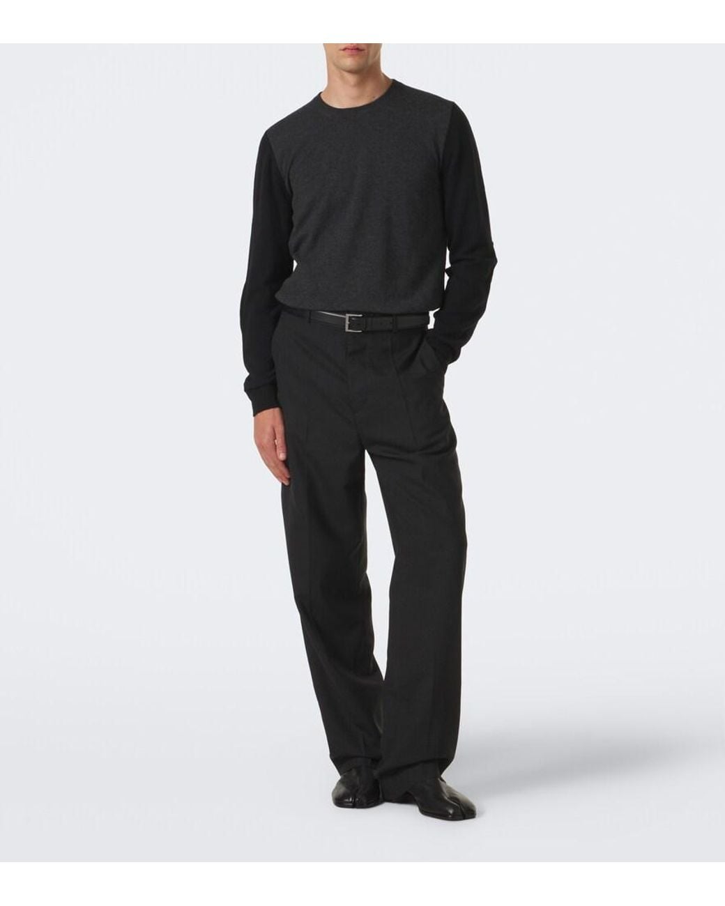 Maison Margiela Black Wool Wide-Leg Pants for men