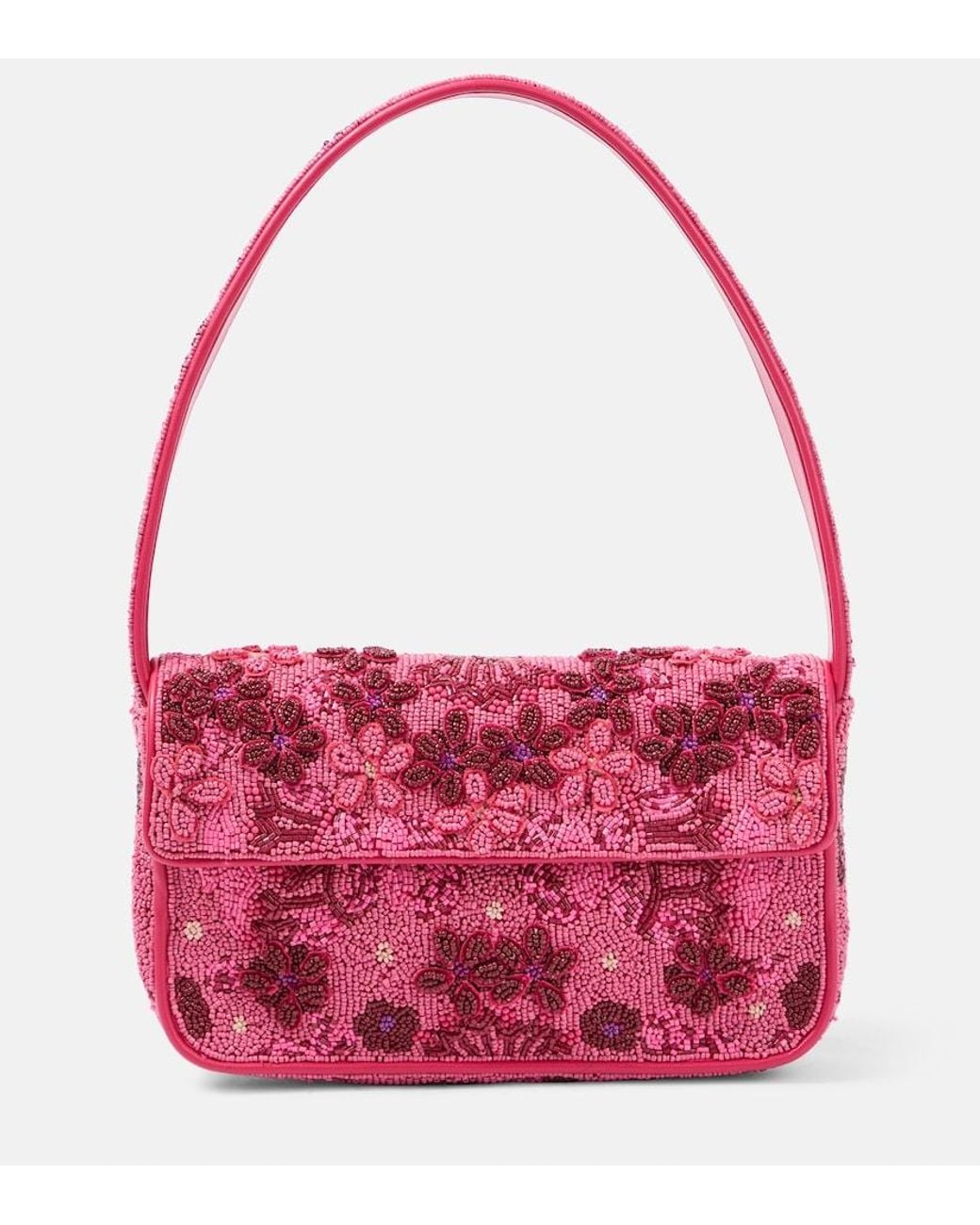 Staud Red Tommy Beaded Shoulder Bag