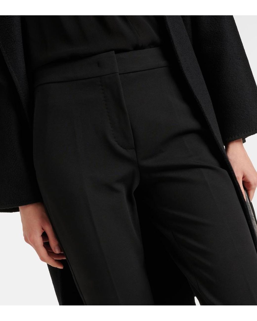 Max Mara Black Cropped Jersey Slim Pants