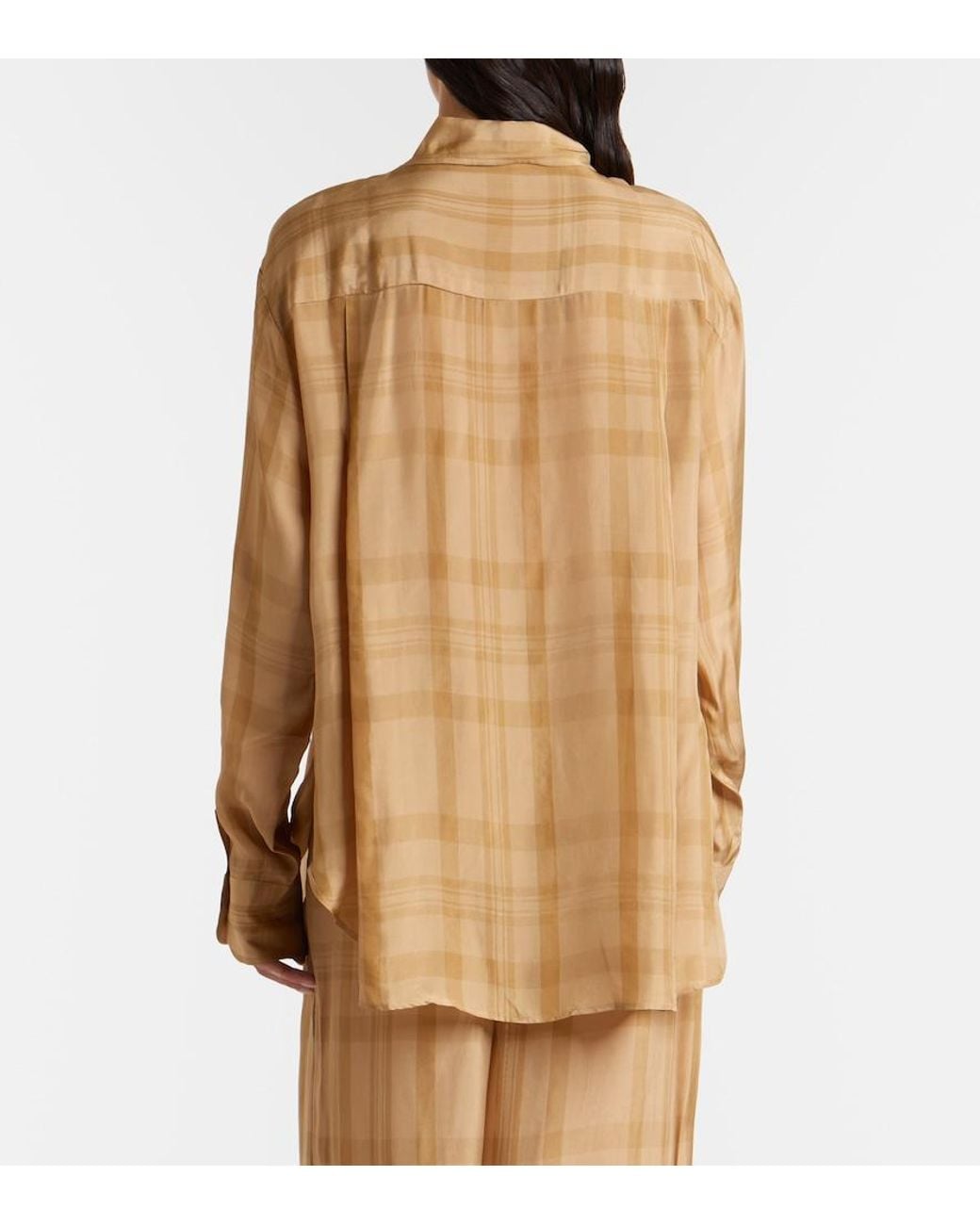 Frankie Shop Natural Peri Checked Twill Shirt