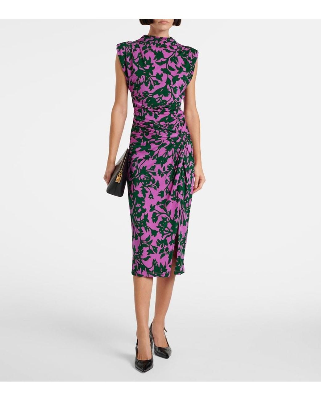 Diane von Furstenberg Purple Aviel Printed Midi Dress