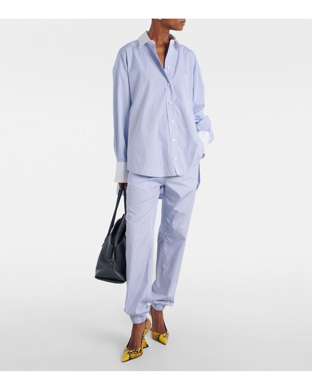 The Attico Blue Striped Cotton Tapered Pants