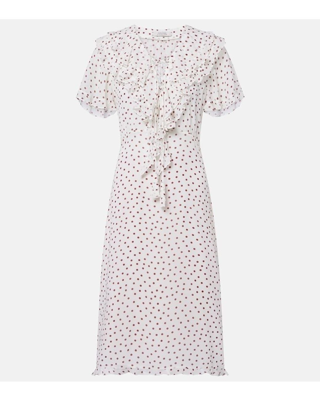 Dorothee Schumacher White Dancing Dots Polka-Dot Georgette Midi Dress