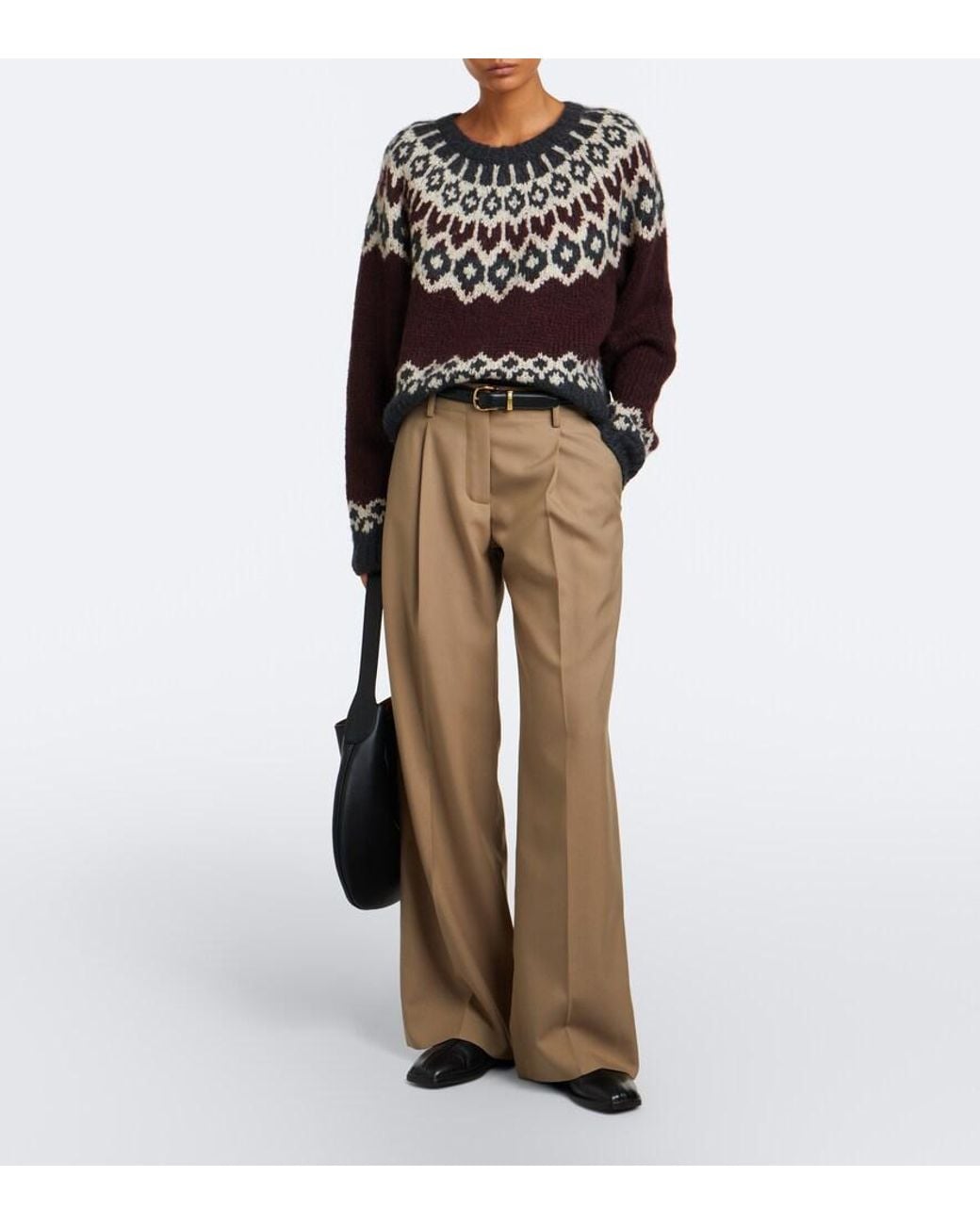 Nili Lotan Black Isaline Fair Isle Cashmere And Silk Sweater