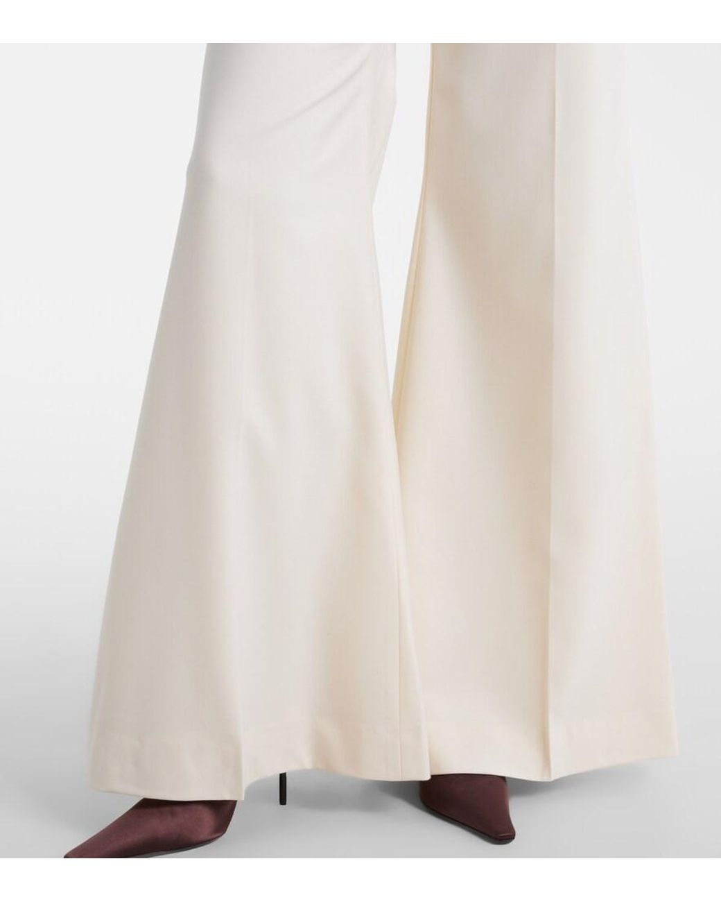 Nina Ricci White Virgin Wool Flared Pants
