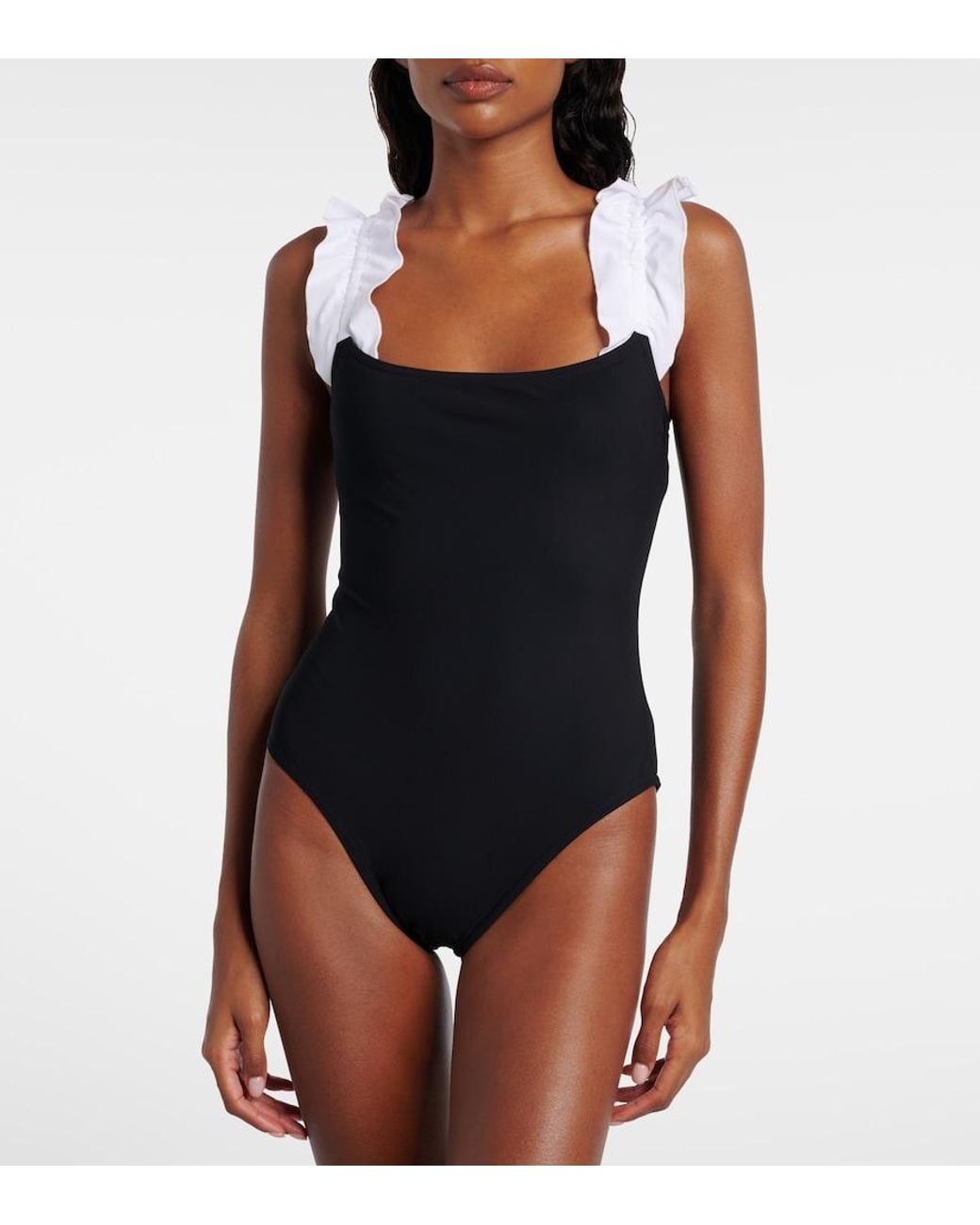 Karla Colletto Black Evie Ruffled Swimsuit