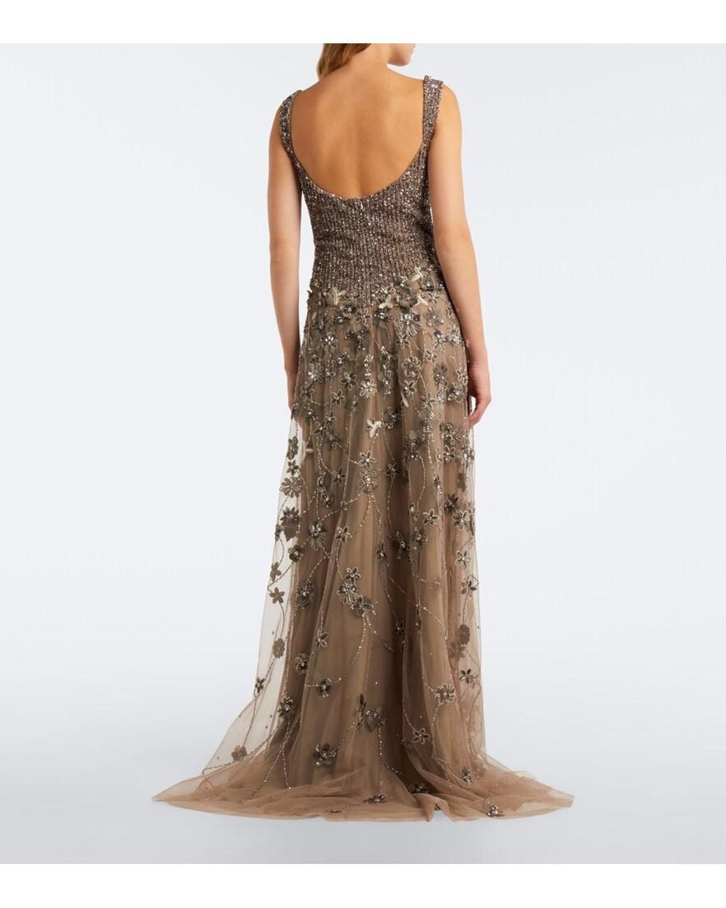Georges Hobeika Natural Embellished Tulle Gown