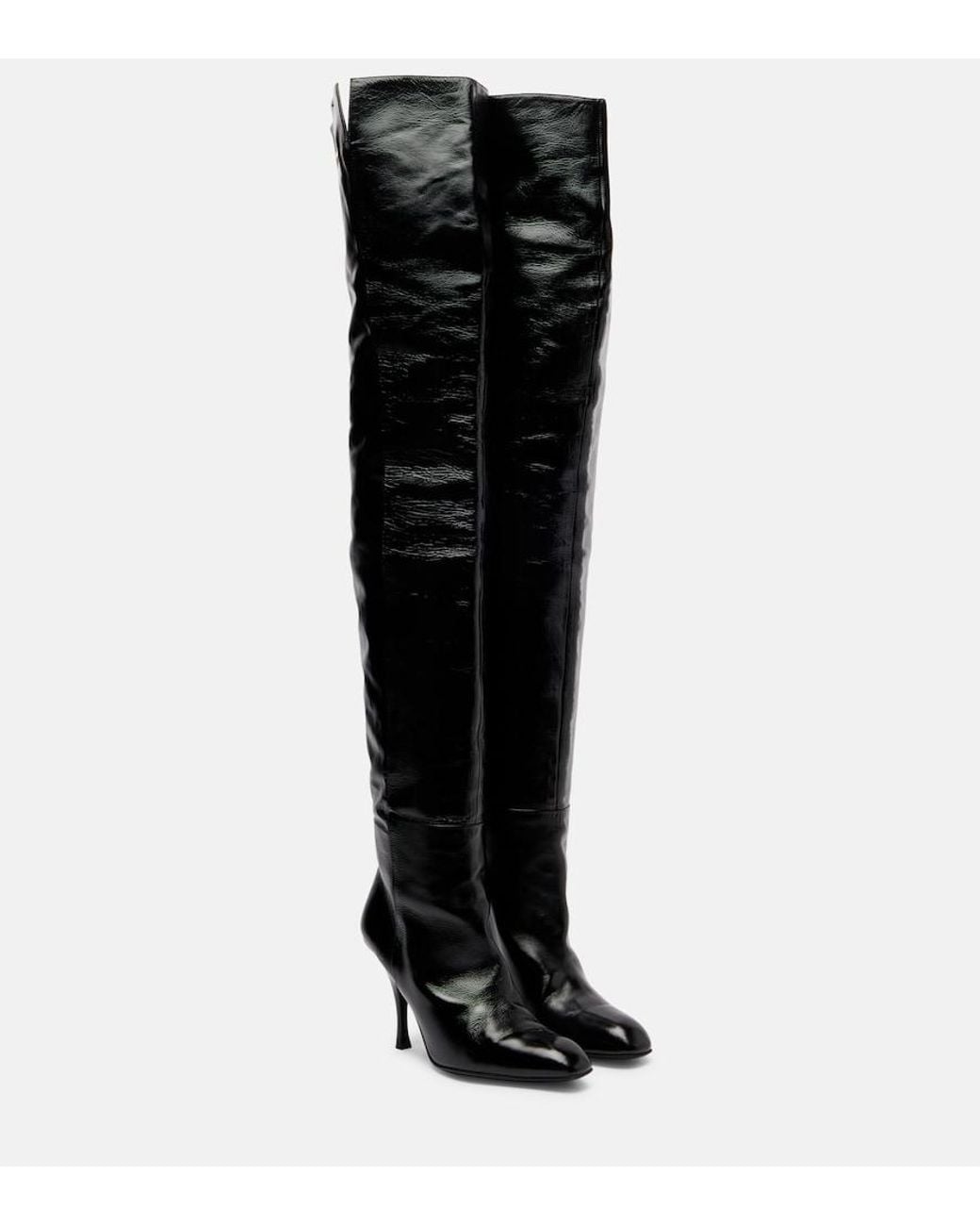 Khaite Black Colt 100 Leather Over-The-Knee Boots