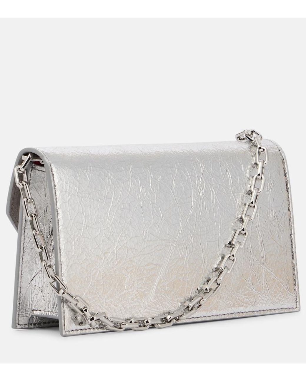 Christian Louboutin Gray Loubi54 Metallic Leather Clutch