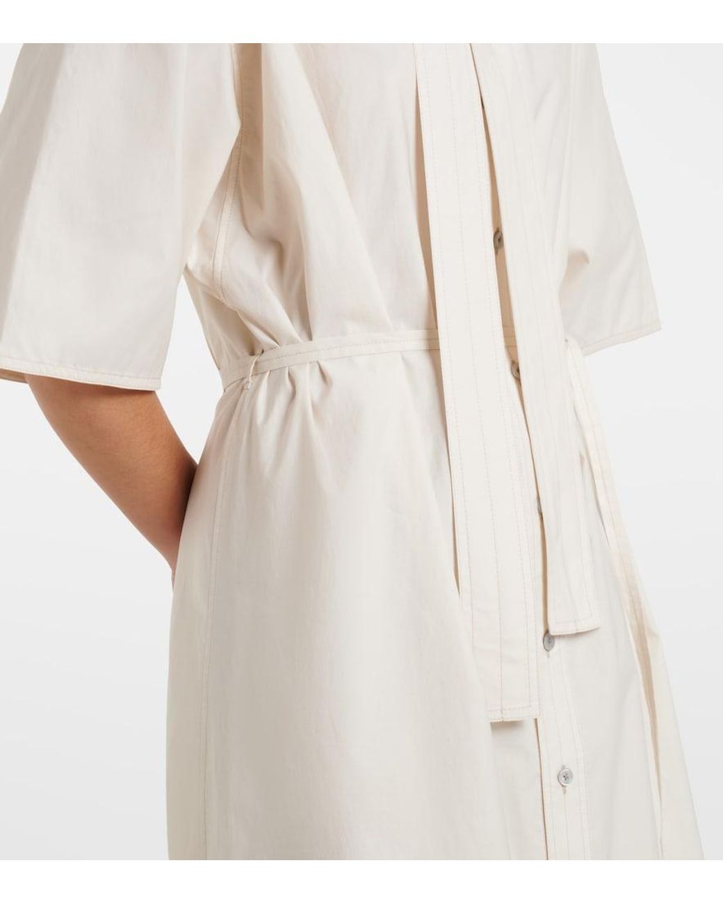 Lemaire White Tie-Neck Cotton And Silk Shirt Dress